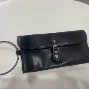 Black Leather wristlet